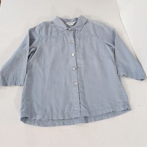 Orvis Linen 3/4 Sleeve Button Down Shirt Mother of Pearl Buttons